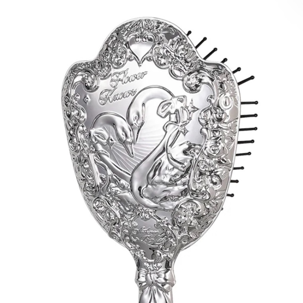 NWOT - Embossed Ballet Swan Design Paddle Hair Brush - Flower Knows